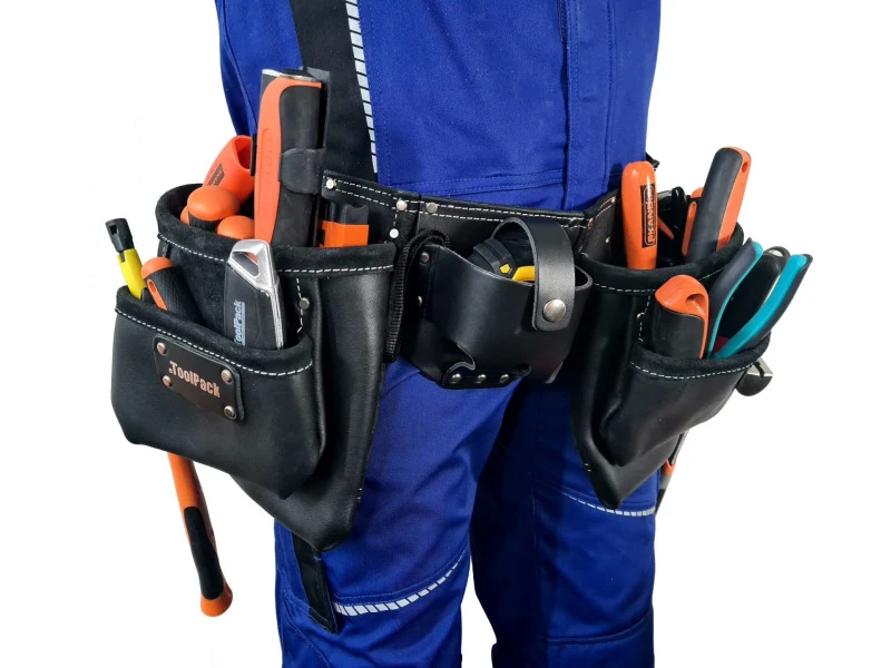 ToolPack Industriële Gereedschapsgordel, 2 Vaste Holsters, Rolbandmaat- & Hamerhouder, Zwarte Afwerking 2 ToolPack Industriële Gereedschapsgordel, 2 Vaste Holsters, Rolbandmaat- & Hamerhouder, Zwarte Afwerking - Afbeelding 2