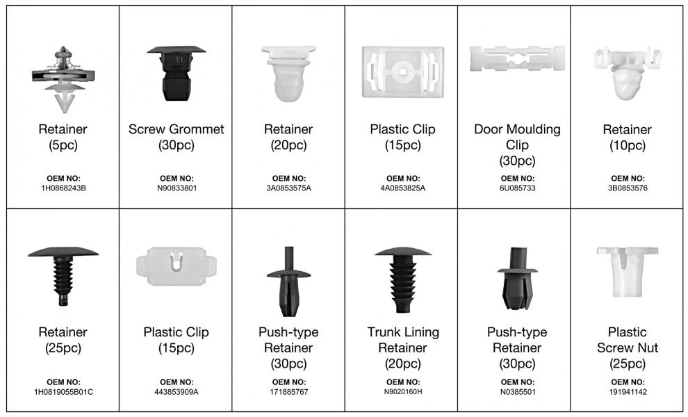HBM Assortiment Bekleding Clips Voor Volkswagen 255 Delig 1 HBM Assortiment Bekleding Clips Voor Volkswagen 255 Delig