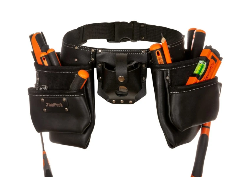ToolPack Industriële Gereedschapsgordel, 2 Vaste Holsters, Rolbandmaat- & Hamerhouder, Zwarte Afwerking 1 ToolPack Industriële Gereedschapsgordel, 2 Vaste Holsters, Rolbandmaat- & Hamerhouder, Zwarte Afwerking