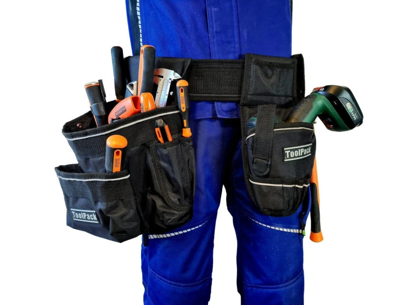 ToolPack Robuuste Gereedschapsgordel, Grote Gereedschapshouder, Boorhouder, Metalen Hamerhouder Drill Holder, Reflectielijnen 2 ToolPack Robuuste Gereedschapsgordel, Grote Gereedschapshouder, Boorhouder, Metalen Hamerhouder Drill Holder, Reflectielijnen - Afbeelding 2