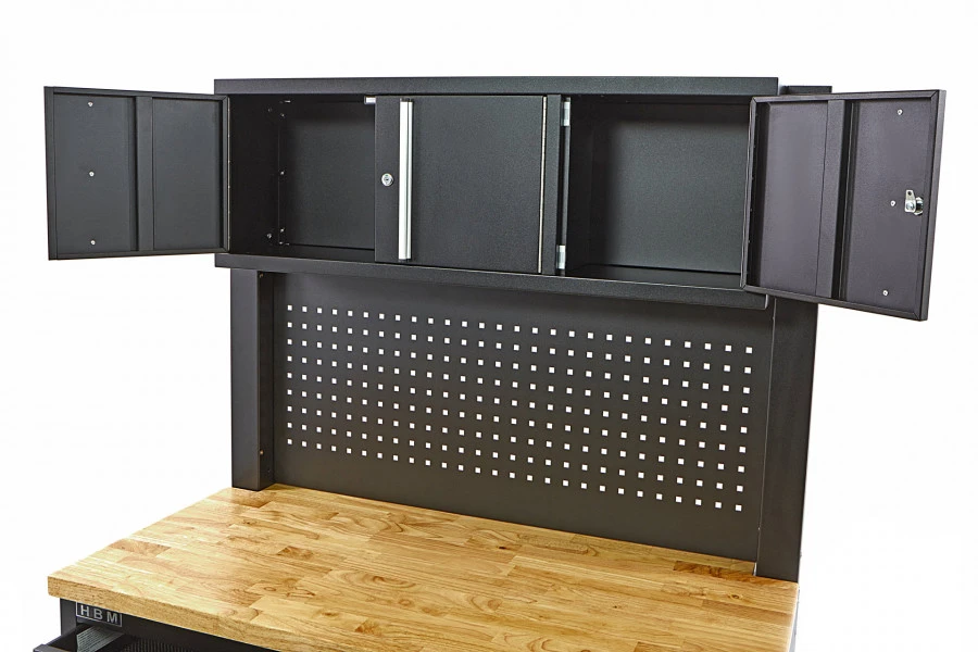 HBM Gereedschapswagen Met Kastenwand, Houten Werkblad, 122 Cm, Zwart 6 HBM Gereedschapswagen Met Kastenwand, Houten Werkblad, 122 Cm, Zwart - Afbeelding 6