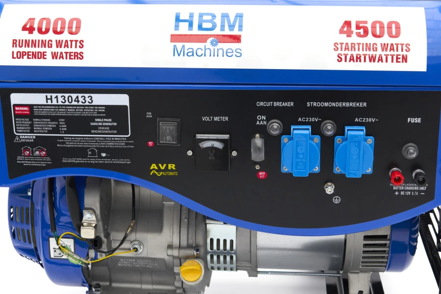HBM 4300W Generator, Aggregaat Met 389 Cc Benzinemotor, 2 X 230 V / 12 V 6 HBM 4300W Generator, Aggregaat Met 389 Cc Benzinemotor, 2 X 230 V / 12 V - Afbeelding 6