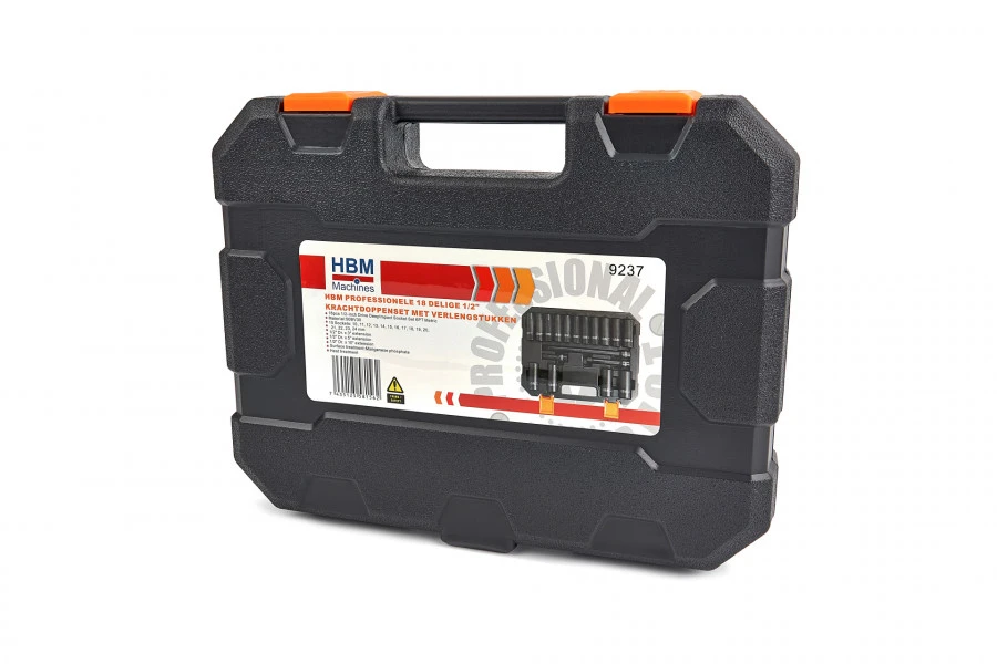 HBM Professionele 18 Delige 1/2" Krachtdoppenset Met Verlengstukken 4 HBM Professionele 18 Delige 1/2" Krachtdoppenset Met Verlengstukken - Afbeelding 4