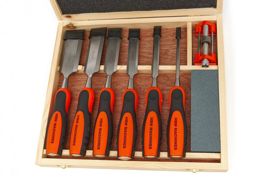 HBM 8 Delige Professionele Steekbeitelset Met Wetsteen En Slijphulpstuk 1 HBM 8 Delige Professionele Steekbeitelset Met Wetsteen En Slijphulpstuk