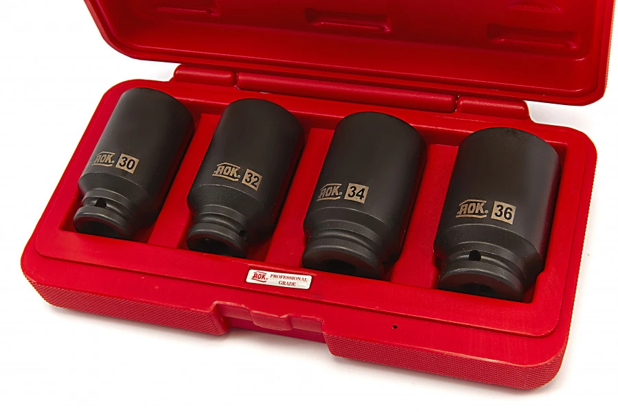 AOK 4 Delige 1/2" Lange Krachtdoppenset Grote Maten 2 AOK 4 Delige 1/2" Lange Krachtdoppenset Grote Maten - Afbeelding 2