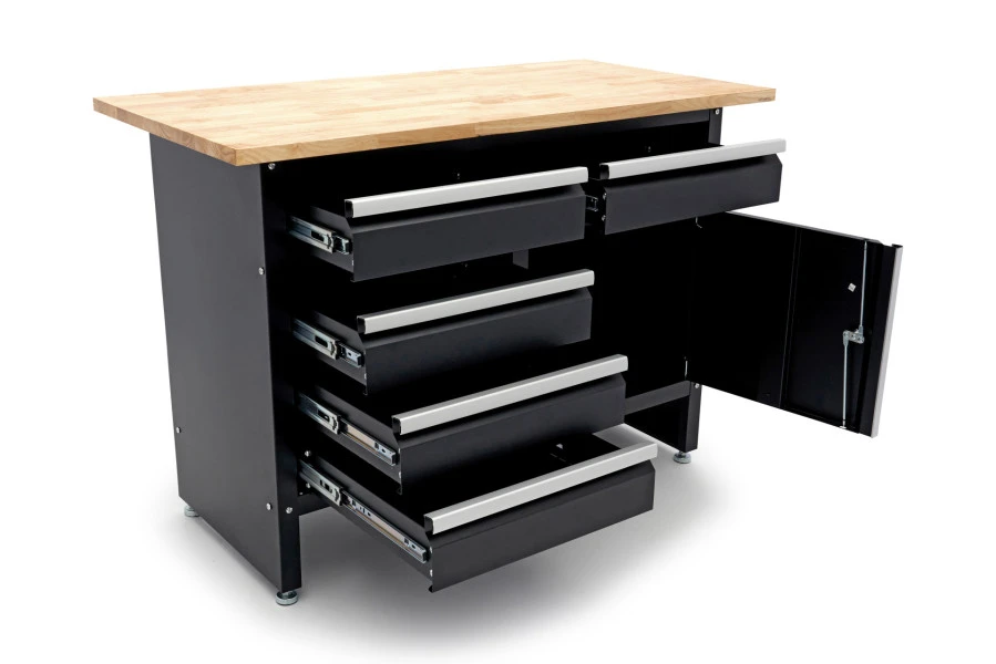 HBM 120 Cm Werkbank Met 5 Laden 1 Deur En Massief Houten Werkblad 3 HBM 120 Cm Werkbank Met 5 Laden 1 Deur En Massief Houten Werkblad - Afbeelding 3