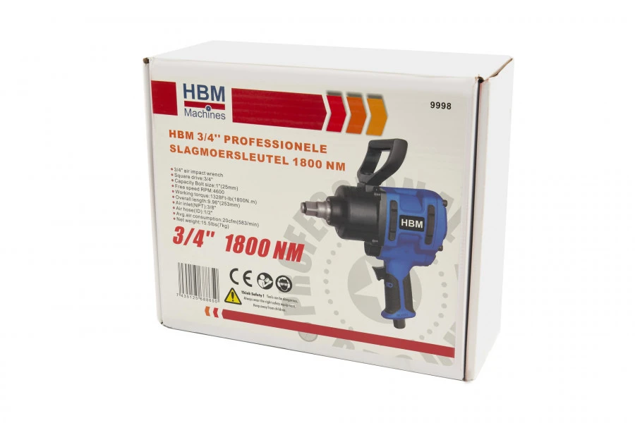 HBM Professionele Slagmoersleutel 1800 Nm 3/4 Inch 8 HBM Professionele Slagmoersleutel 1800 Nm 3/4 Inch - Afbeelding 8