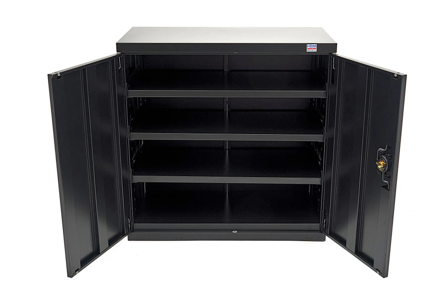 HBM Profi Gereedschapskast 90 X 45 X 90 Cm. Met 3 Planken Zwart 5 HBM Profi Gereedschapskast 90 X 45 X 90 Cm. Met 3 Planken Zwart - Afbeelding 5