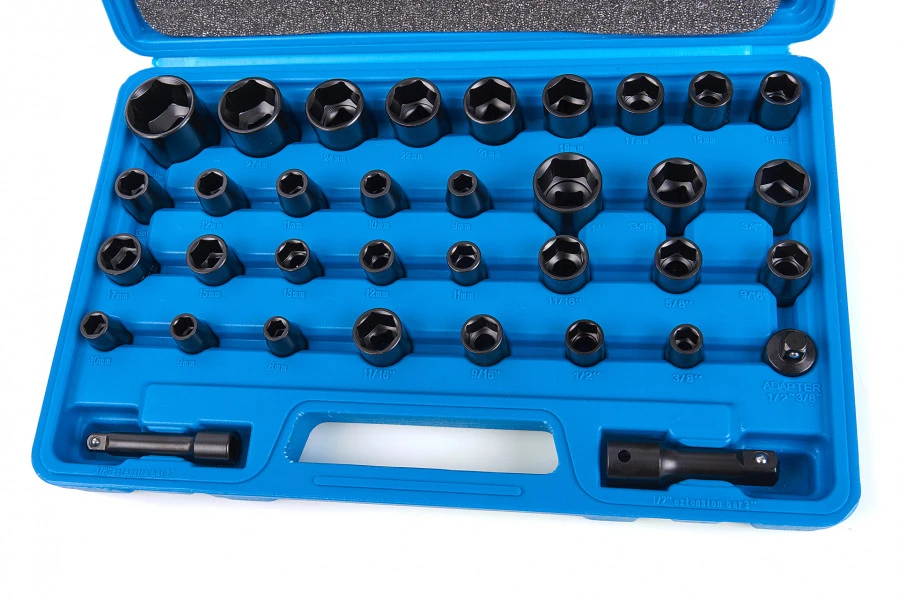 HBM 35 Delige Metrische En Engelse Krachtdoppenset 1 HBM 35 Delige Metrische En Engelse Krachtdoppenset