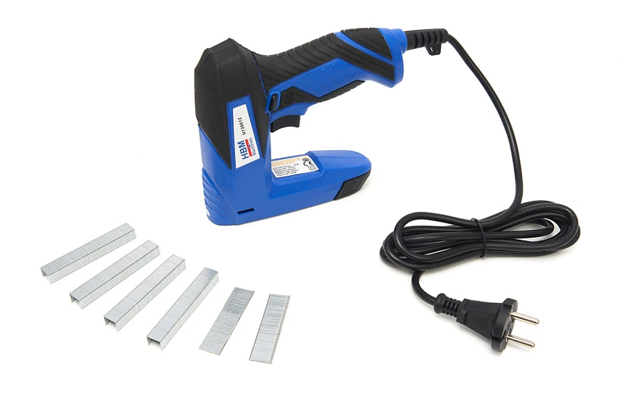 HBM Electrische Tacker, Incl. 400 Nieten En 100 Spijkers 1 HBM Electrische Tacker, Incl. 400 Nieten En 100 Spijkers