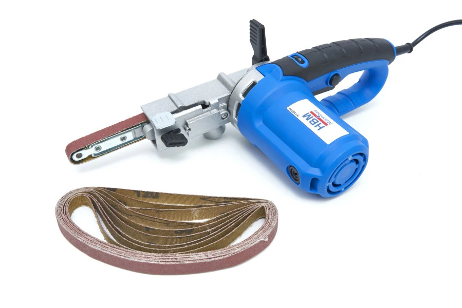 HBM Powerfile / Stripschuurmachine / Bandschuurmachine Met Stofopvang - 400 Watt. Inclusief 10 Schuurbanden 1 HBM Powerfile / Stripschuurmachine / Bandschuurmachine Met Stofopvang - 400 Watt. Inclusief 10 Schuurbanden