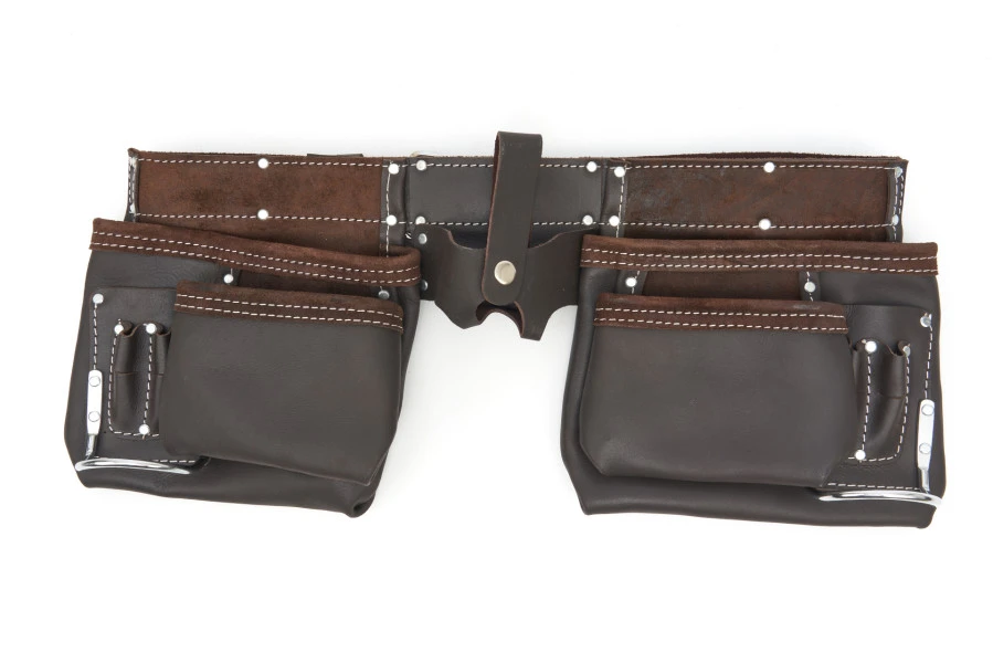 HBM Professionele Dubbele Gereedschapsriem / Spijkerschort Van Olie Gelooid Leer 2 HBM Professionele Dubbele Gereedschapsriem / Spijkerschort Van Olie Gelooid Leer - Afbeelding 2