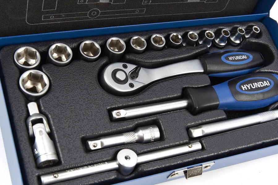 Hyundai 20 Delige 1/4" Dopsleutel Set CrV 3 Hyundai 20 Delige 1/4" Dopsleutel Set CrV - Afbeelding 3