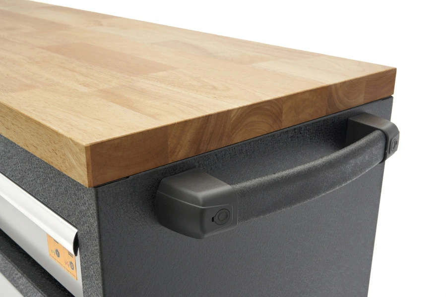 HBM Gereedschapswagen Met Houten Werkblad - 168 Cm - Grijs 12 HBM Gereedschapswagen Met Houten Werkblad - 168 Cm - Grijs - Afbeelding 12