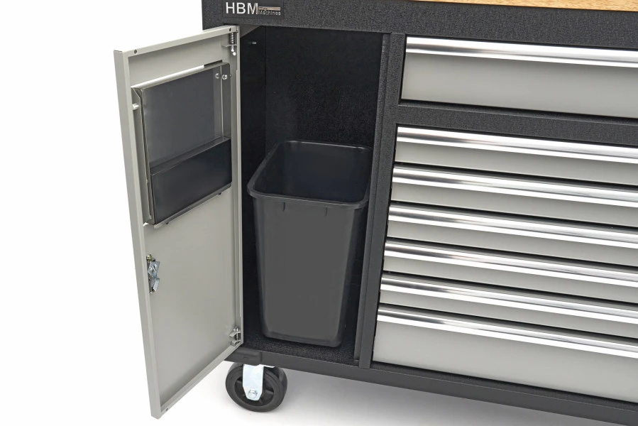 HBM Gereedschapswagen Met Houten Werkblad - 168 Cm - Grijs 8 HBM Gereedschapswagen Met Houten Werkblad - 168 Cm - Grijs - Afbeelding 8